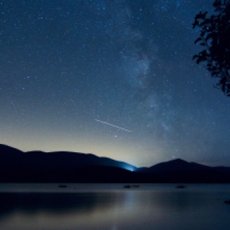Milky Way and ISS over loch Morlich